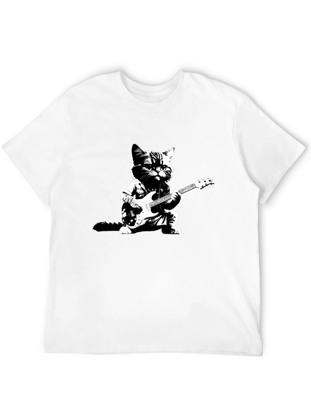 Cool Cat Guitarist Black T-Shirt