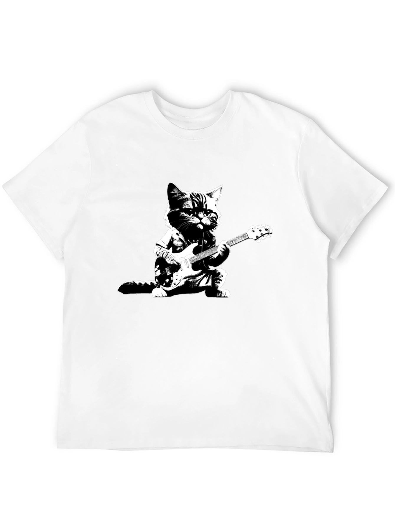 Cool Cat Guitarist Black T-Shirt