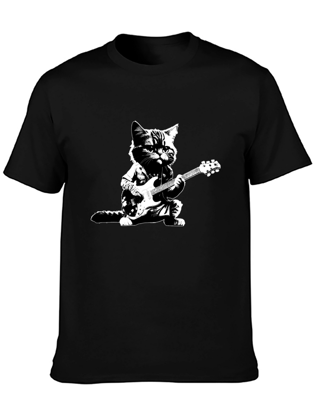 Cool Cat Guitarist Black T-Shirt