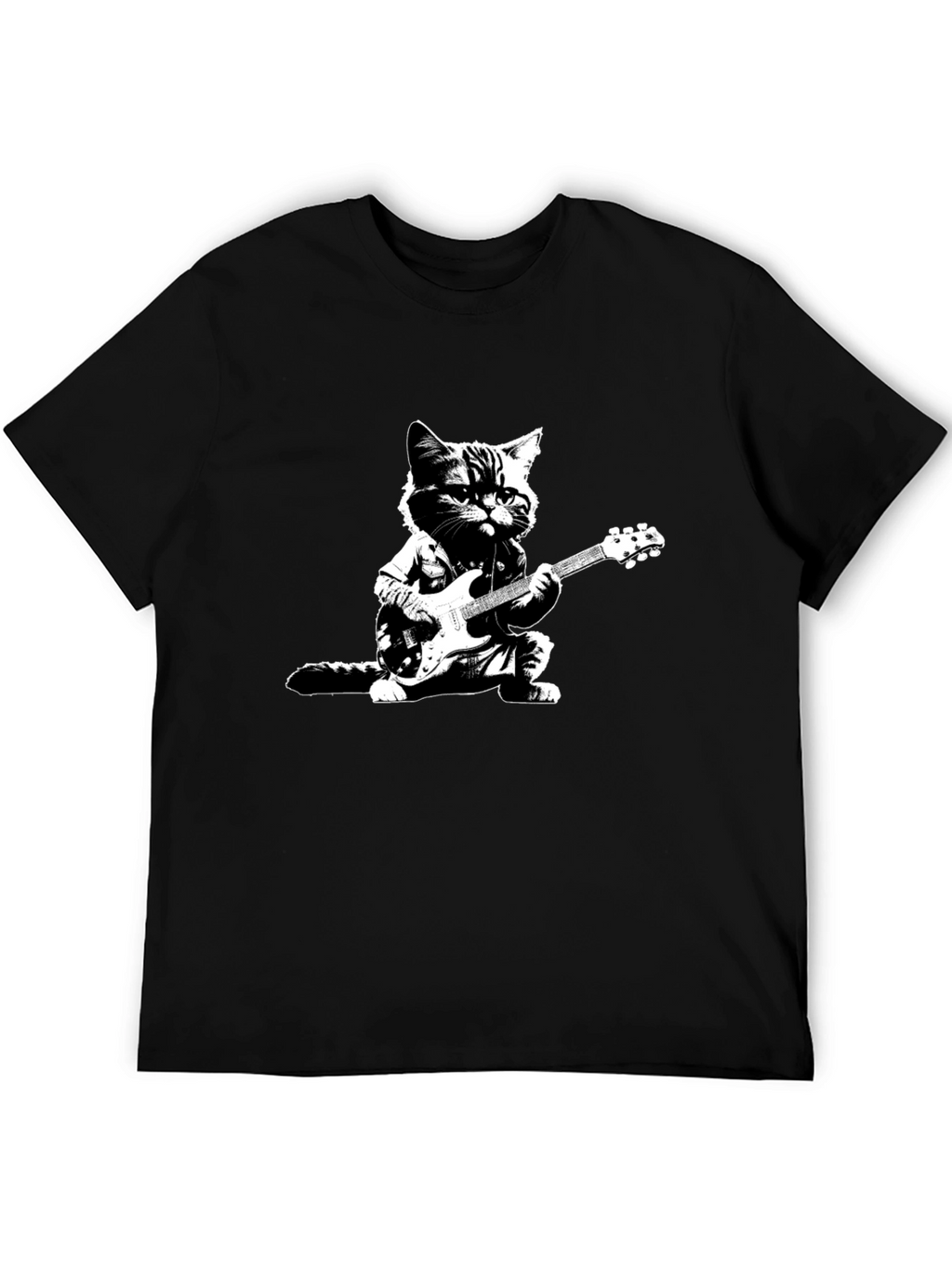 Cool Cat Guitarist Black T-Shirt