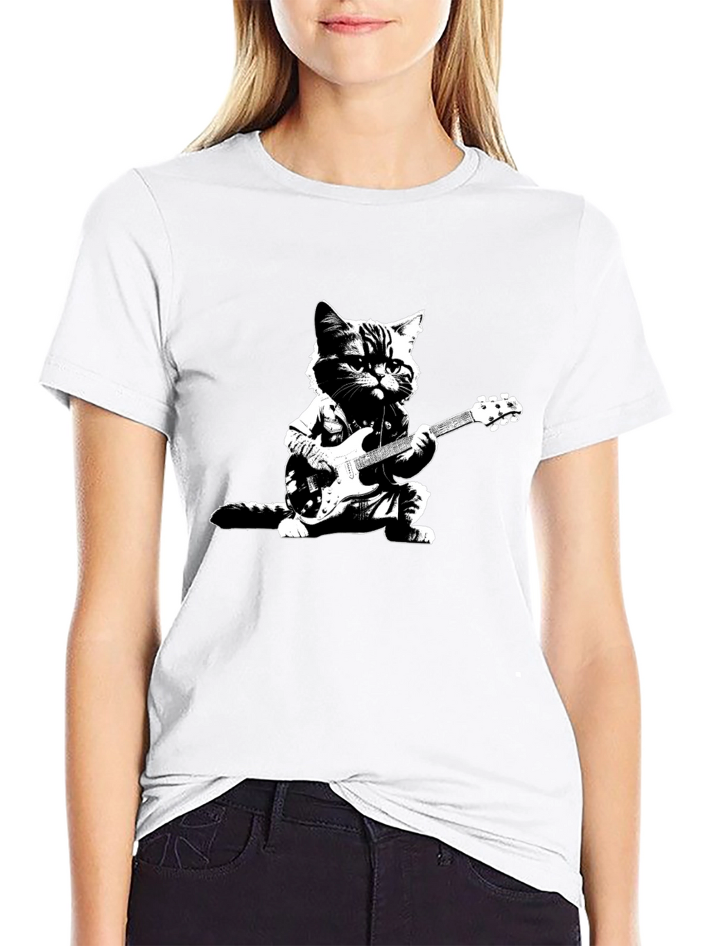 Cool Cat Guitarist Black T-Shirt
