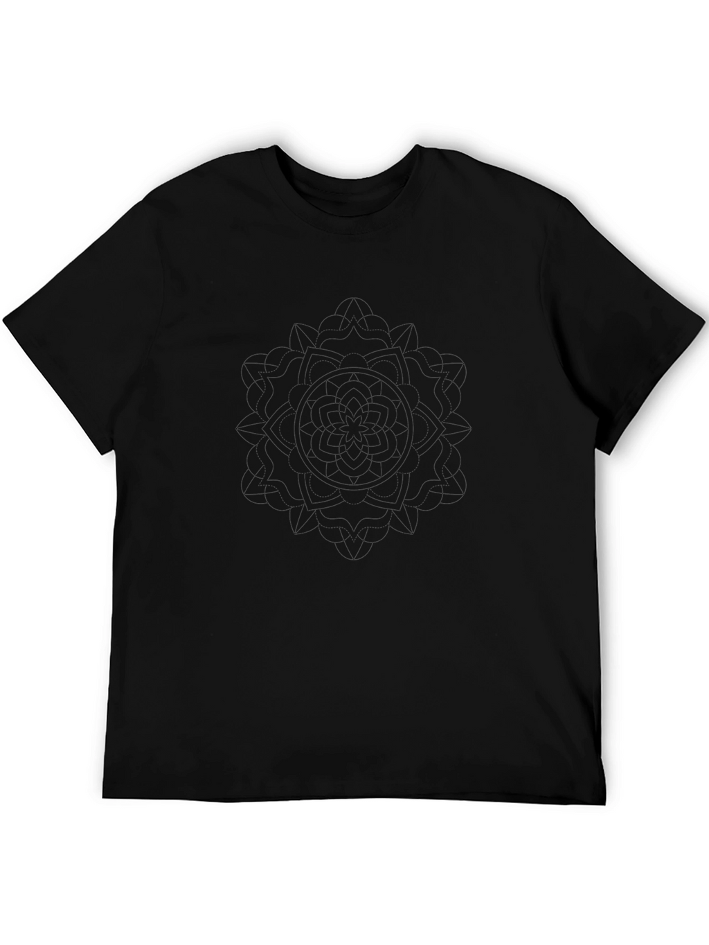 Mens Black Graphic Tee - Abstract Mandala Design