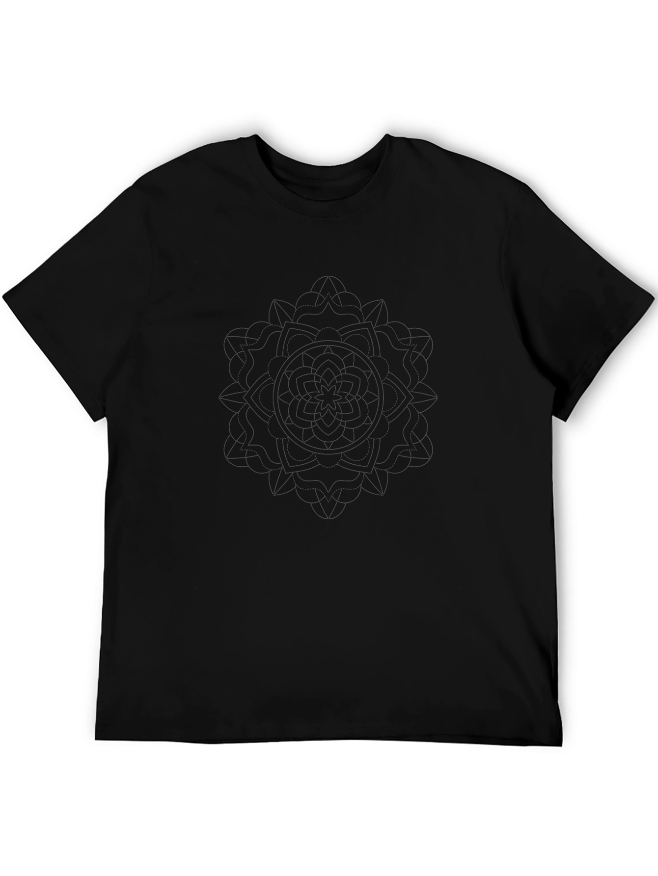 Mens Black Graphic Tee - Abstract Mandala Design