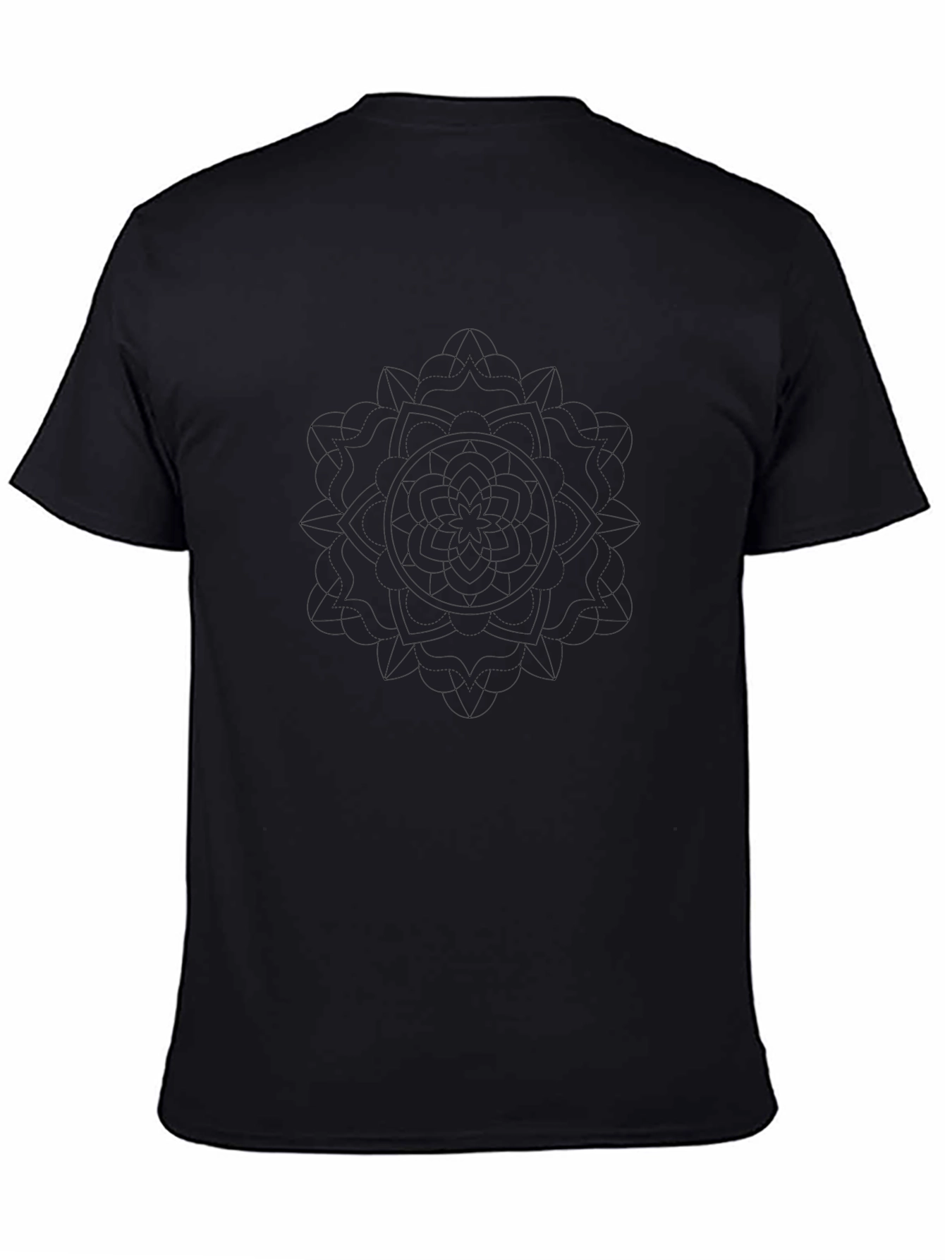 Mens Black Graphic Tee - Abstract Mandala Design