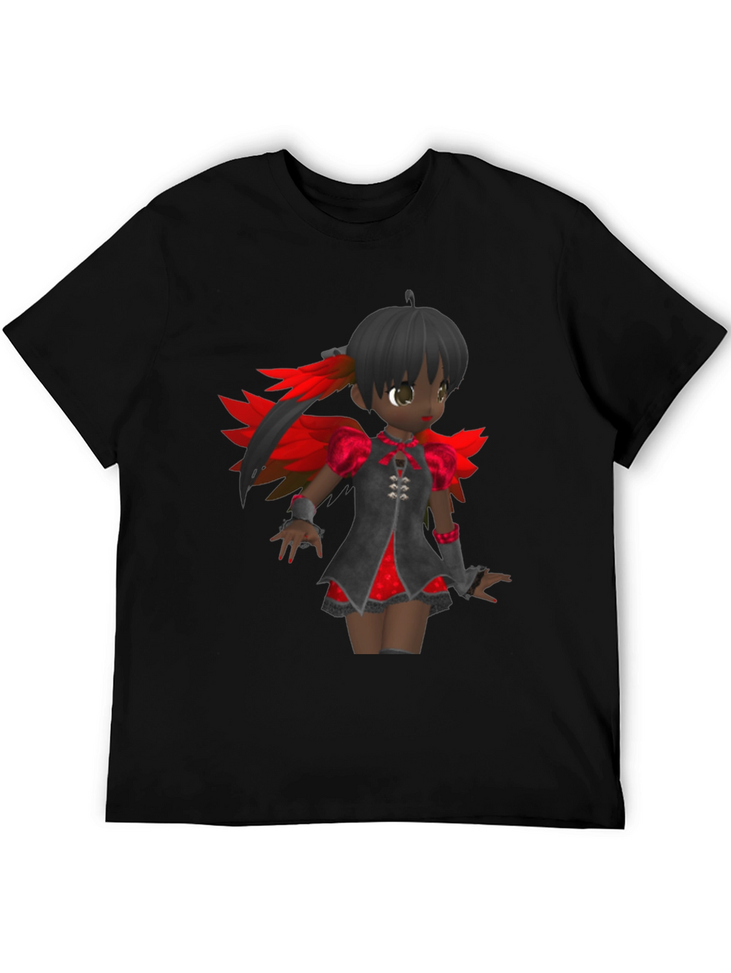 Anime Girl Graphic Tee - Black Cotton T-Shirt