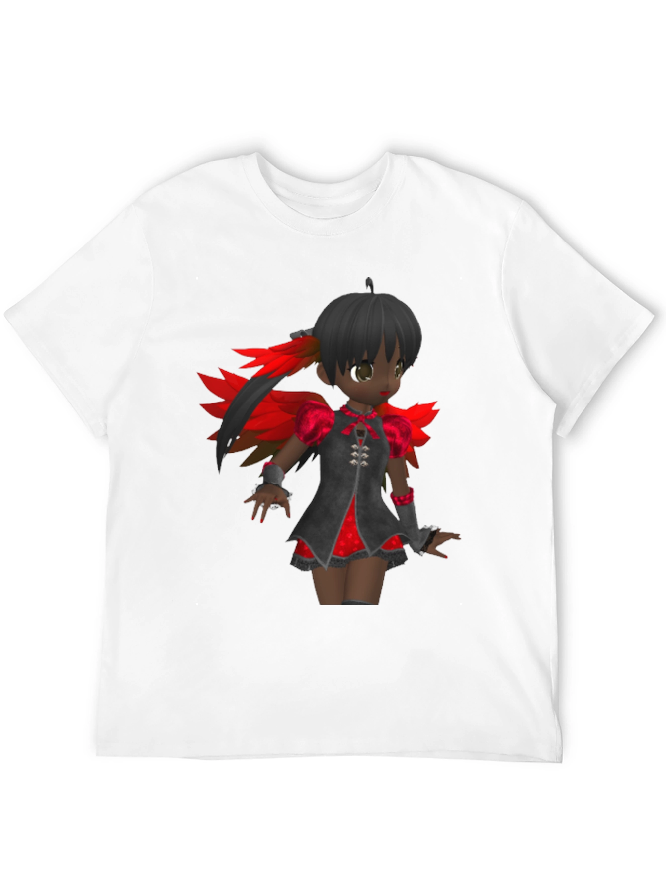 Anime Girl Graphic Tee - Black Cotton T-Shirt