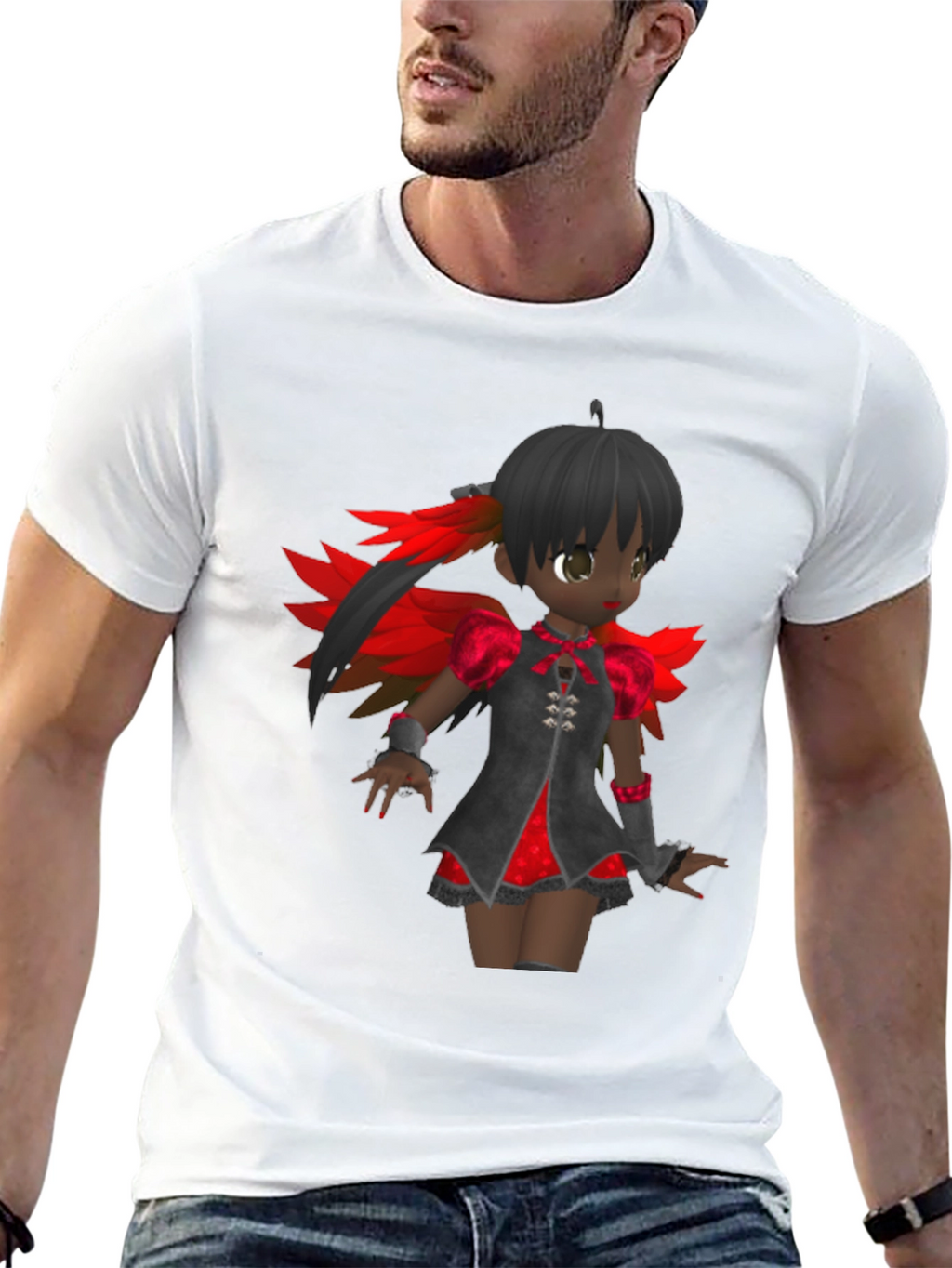 Anime Girl Graphic Tee - Black Cotton T-Shirt