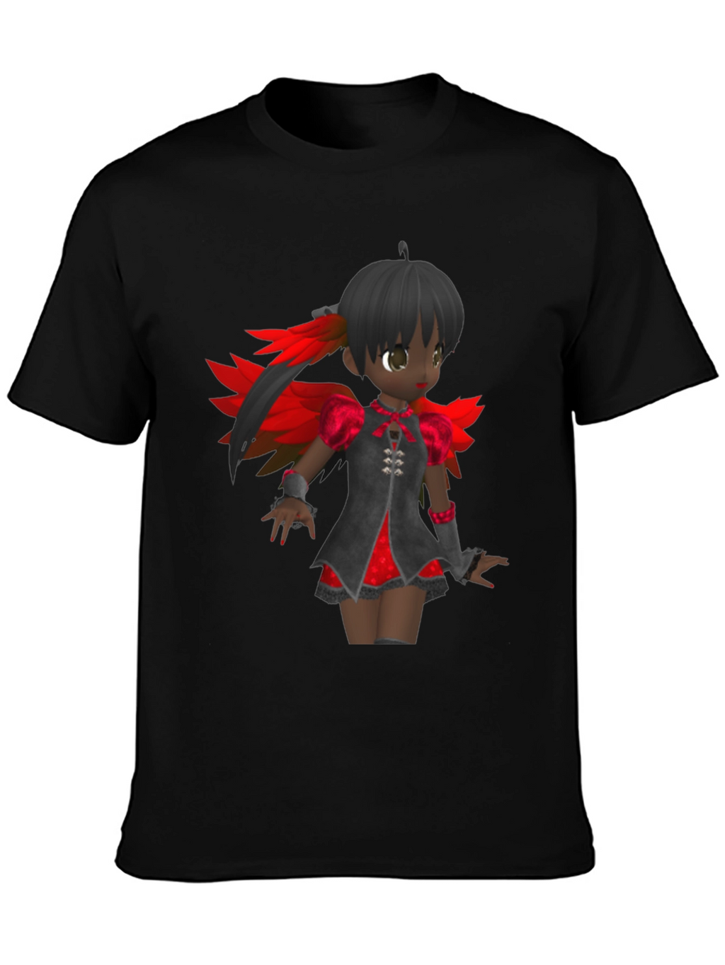 Anime Girl Graphic Tee - Black Cotton T-Shirt