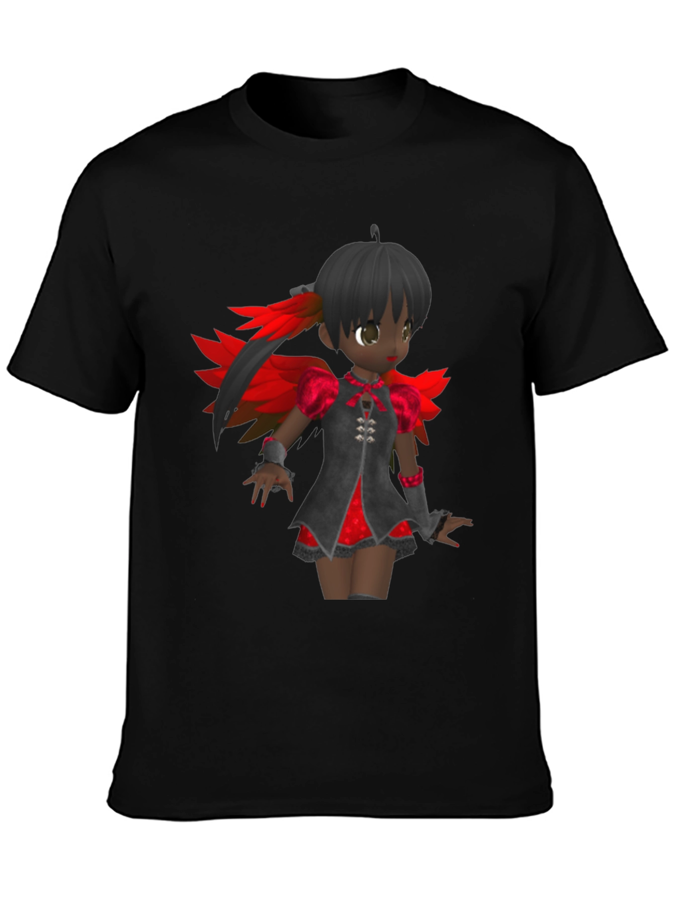 Anime Girl Graphic Tee - Black Cotton T-Shirt