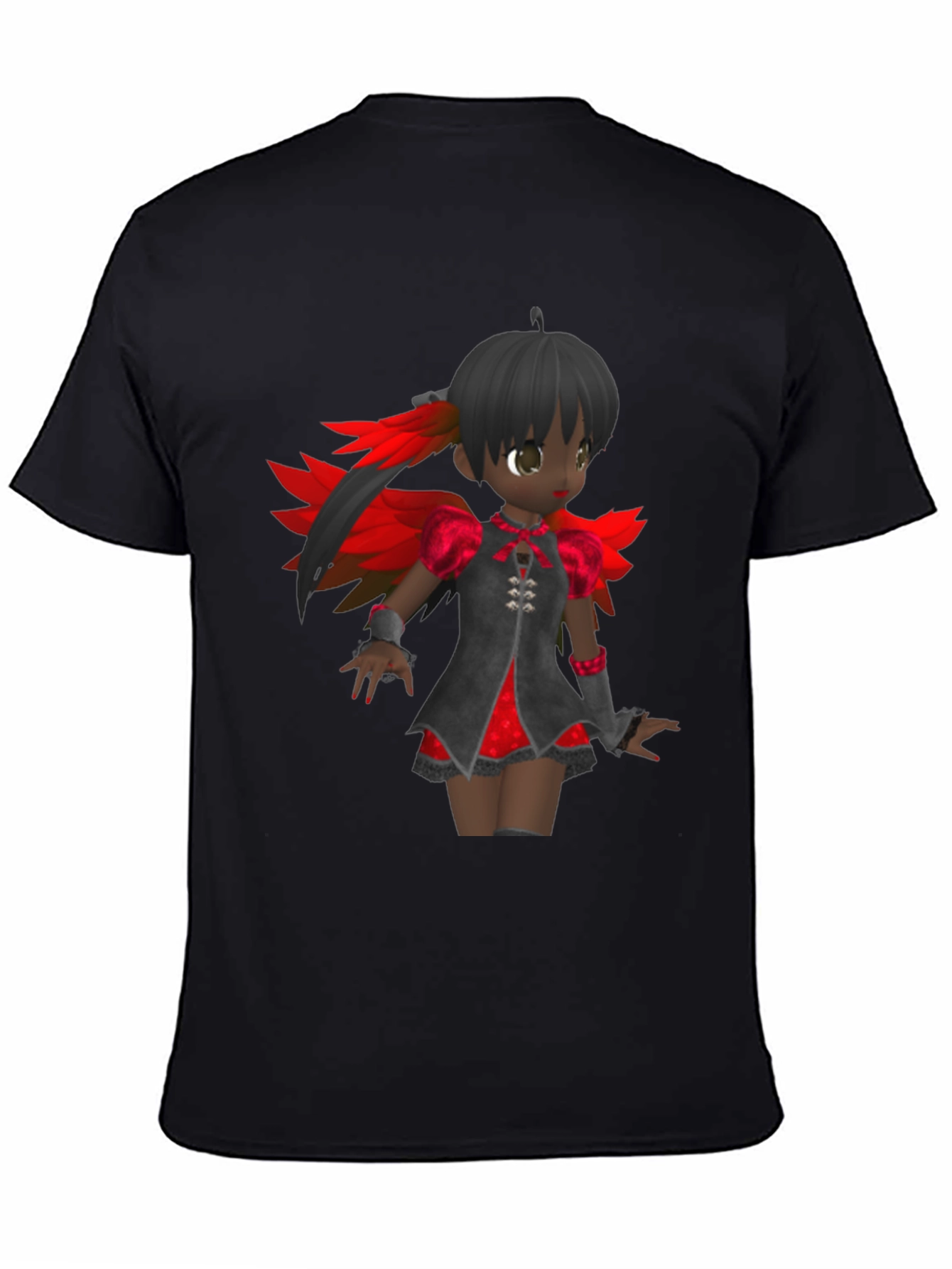 Anime Girl Graphic Tee - Black Cotton T-Shirt