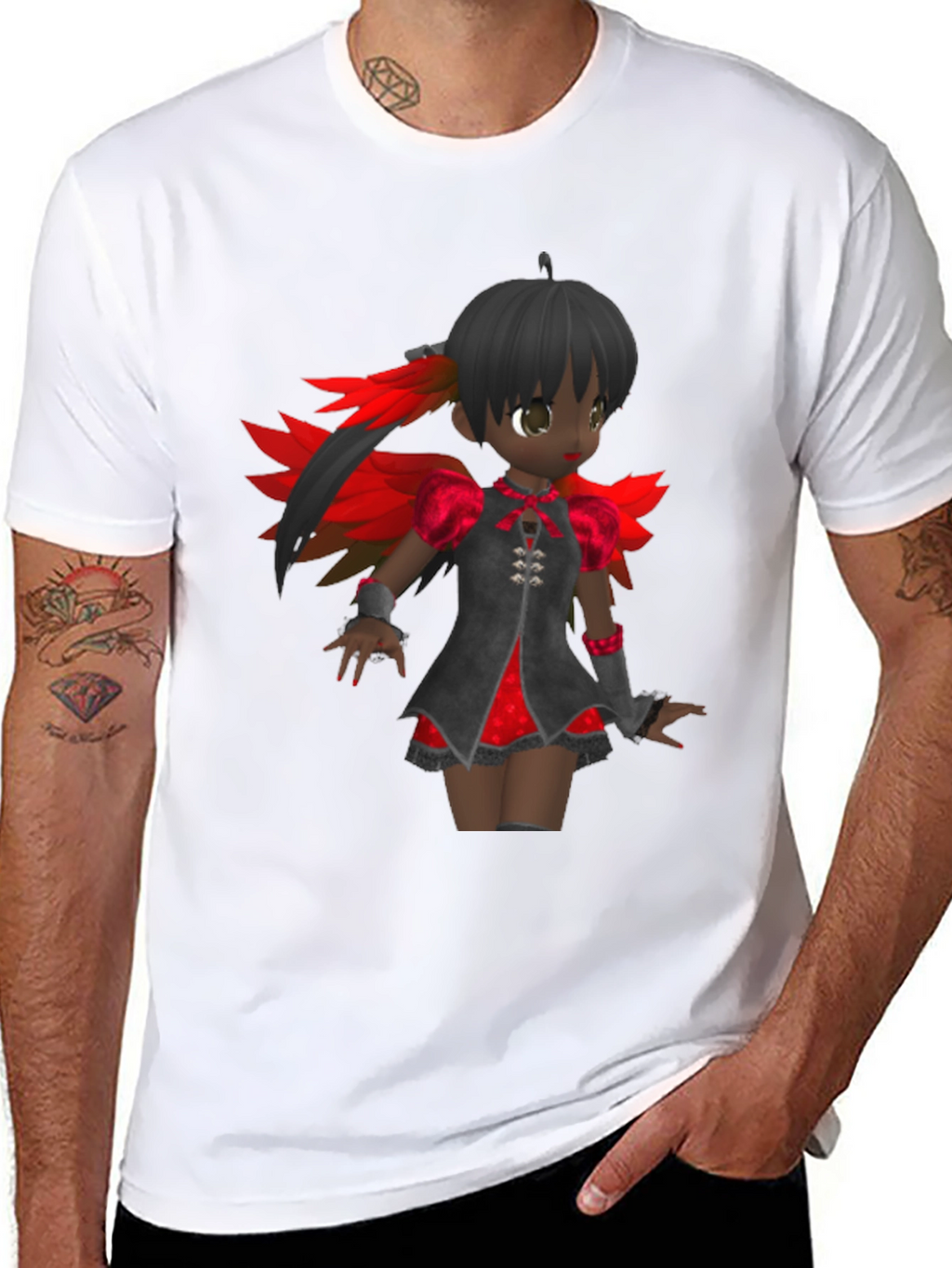 Anime Girl Graphic Tee - Black Cotton T-Shirt