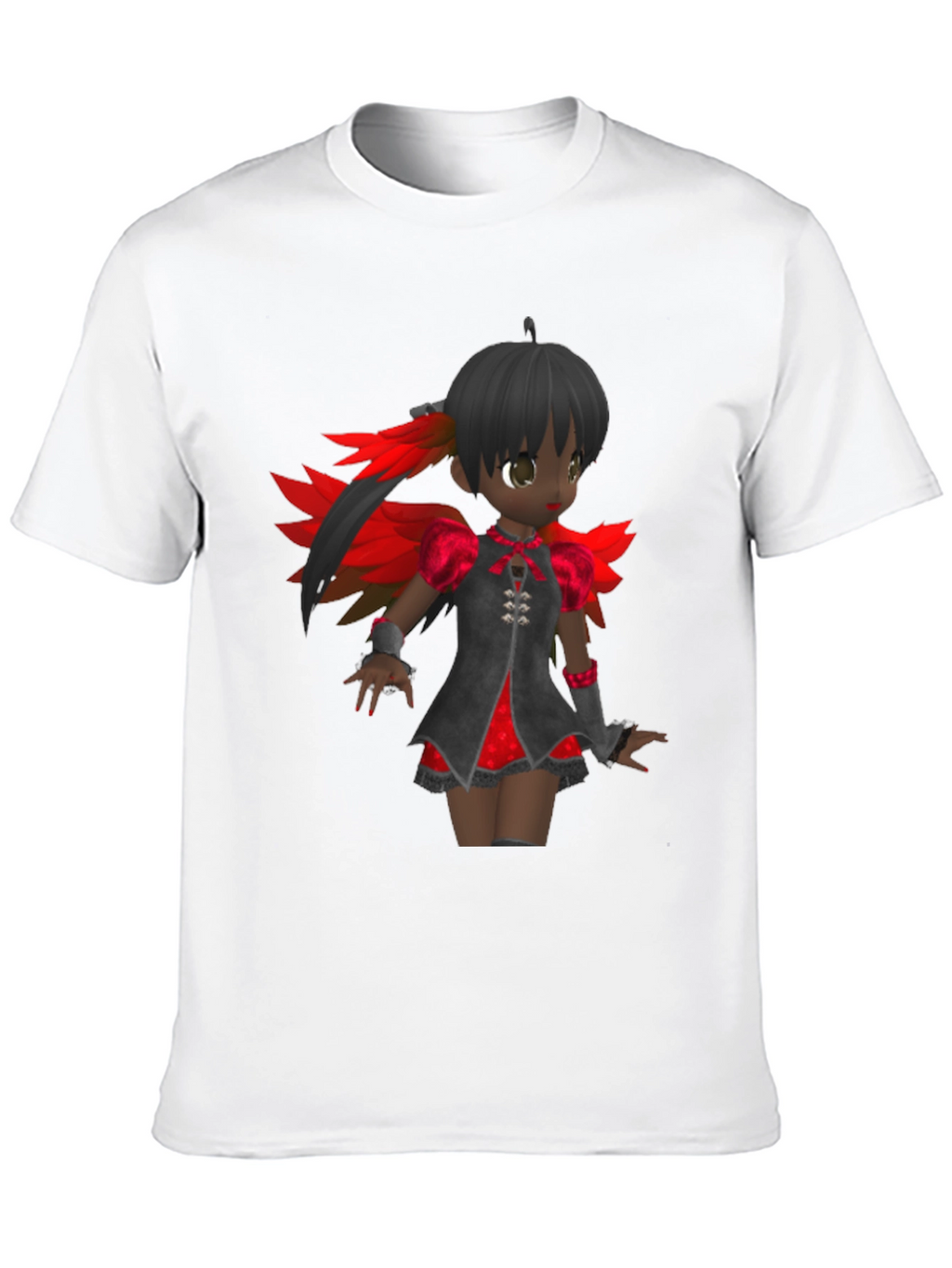 Anime Girl Graphic Tee - Black Cotton T-Shirt