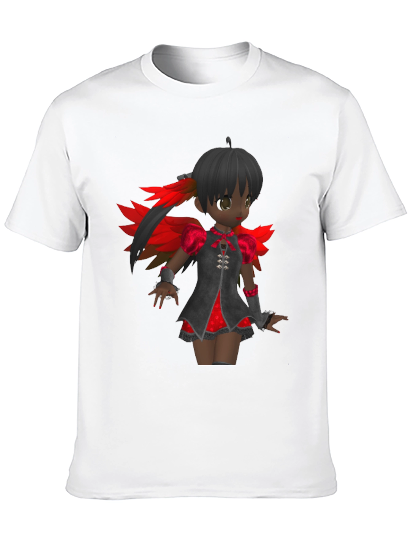 Anime Girl Graphic Tee - Black Cotton T-Shirt
