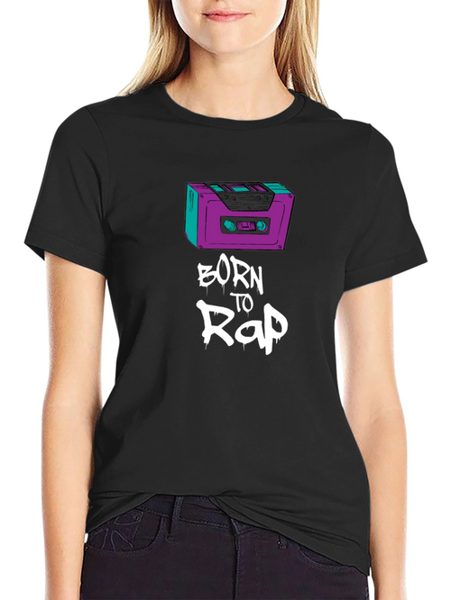 Born to Rap Black T-Shirt - Cassette Design