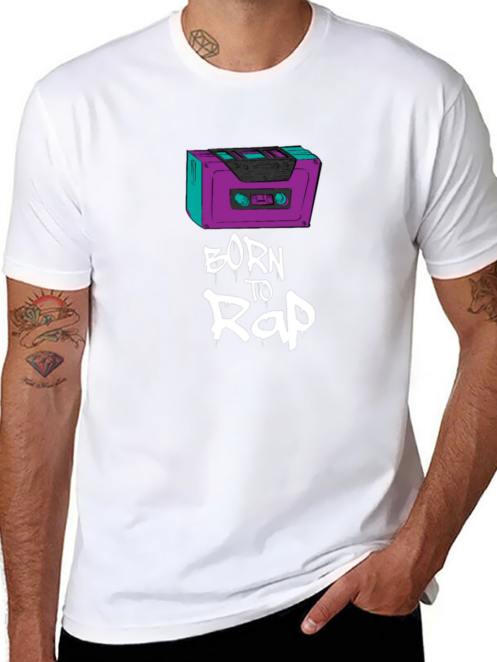 Born to Rap Black T-Shirt - Cassette Design