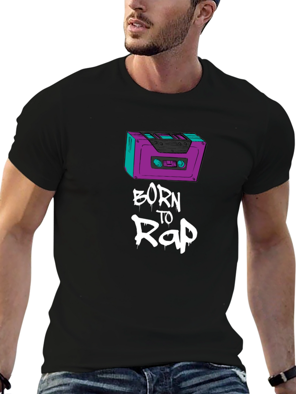 Born to Rap Black T-Shirt - Cassette Design