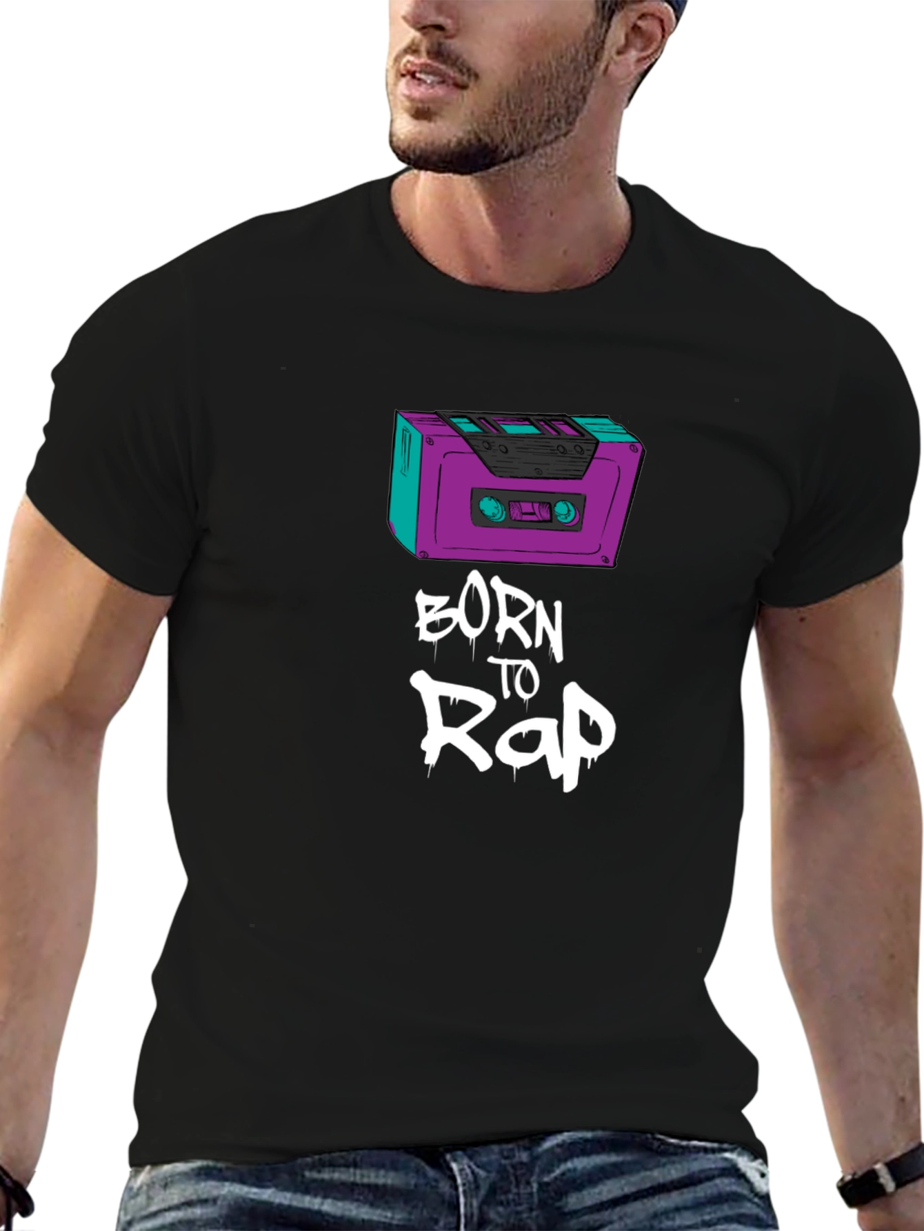 Born to Rap Black T-Shirt - Cassette Design