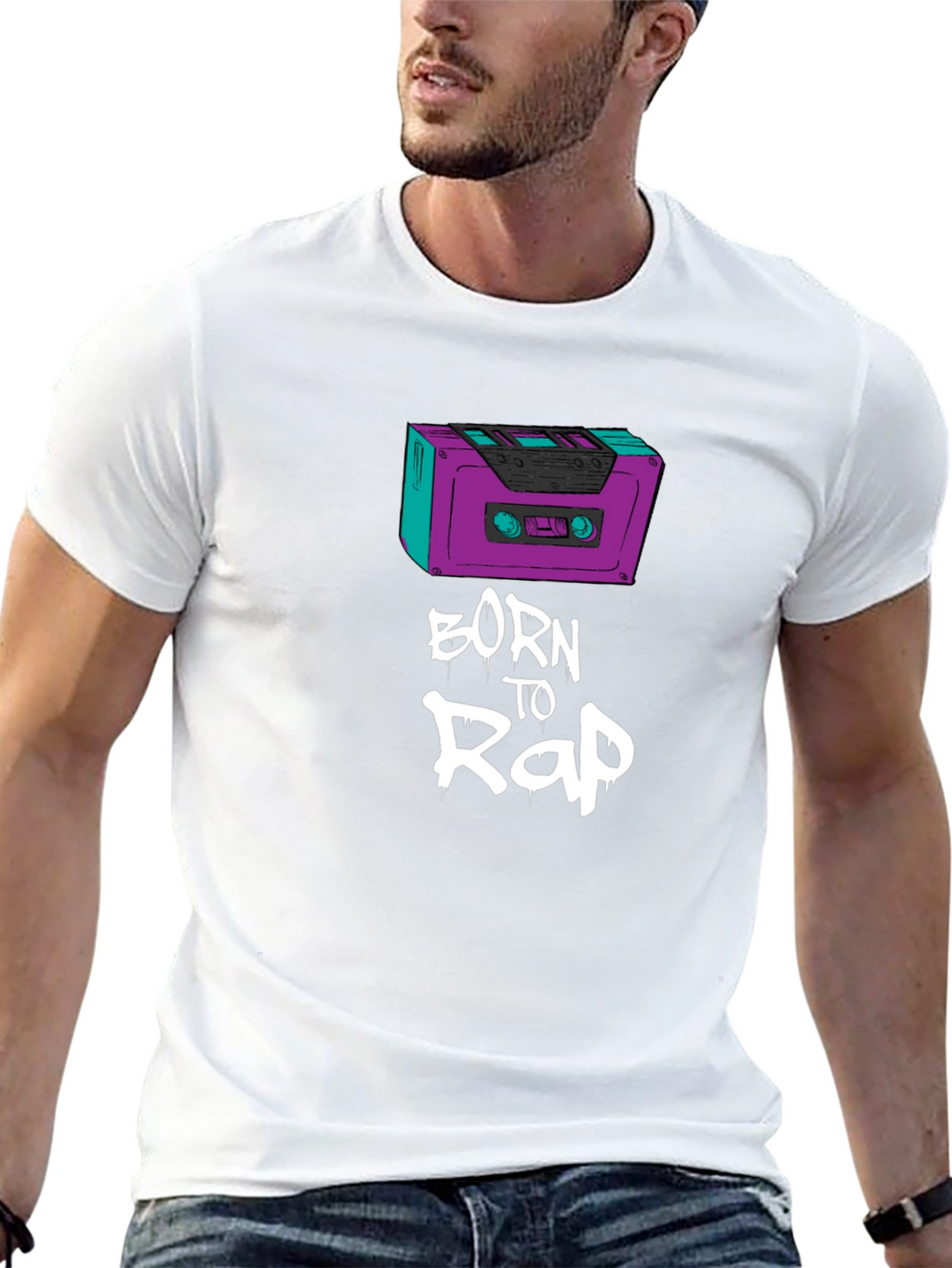 Born to Rap Black T-Shirt - Cassette Design