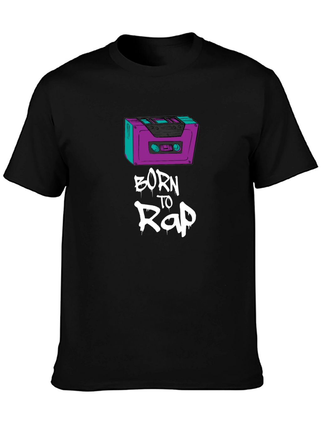 Born to Rap Black T-Shirt - Cassette Design