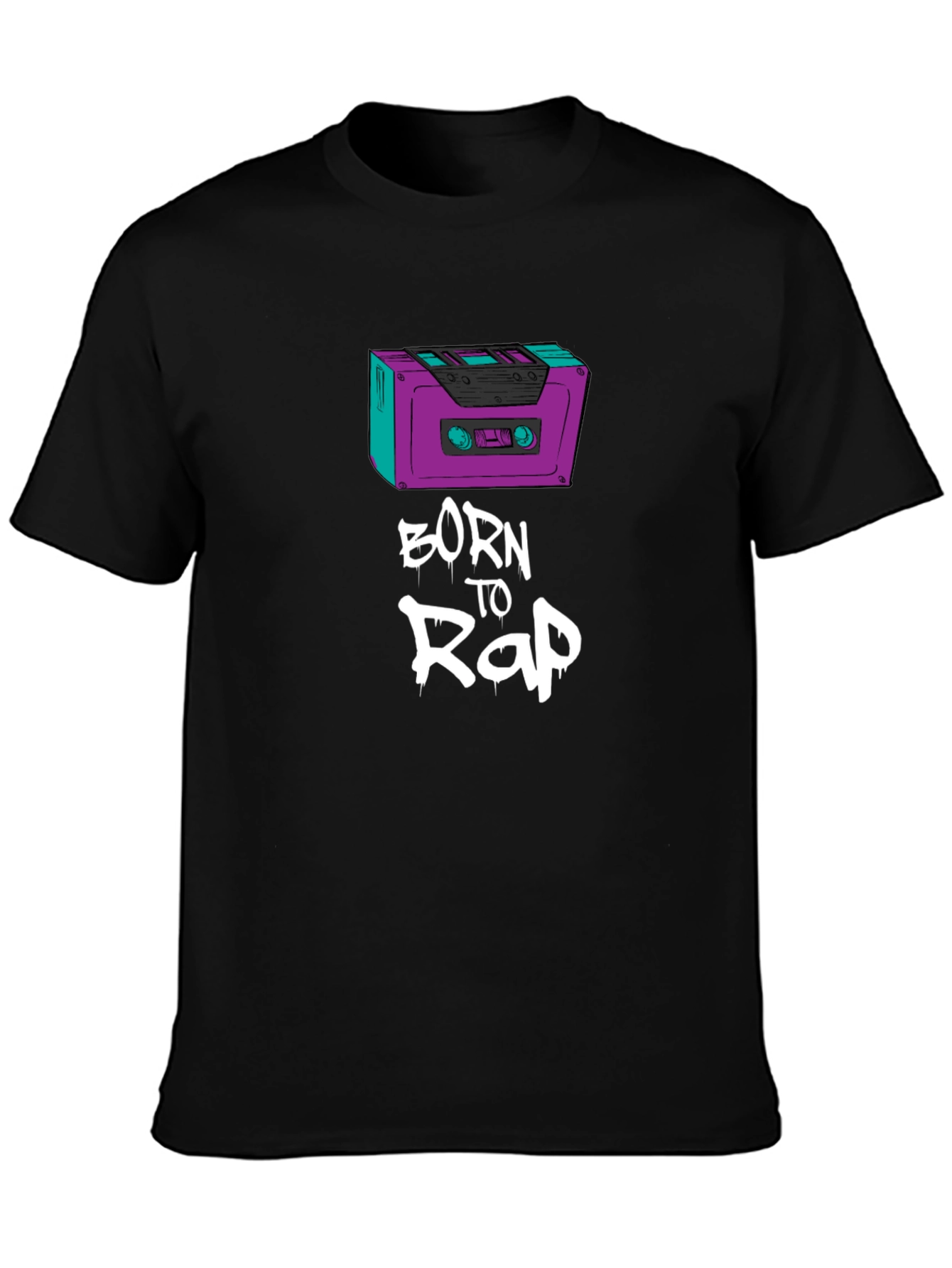Born to Rap Black T-Shirt - Cassette Design