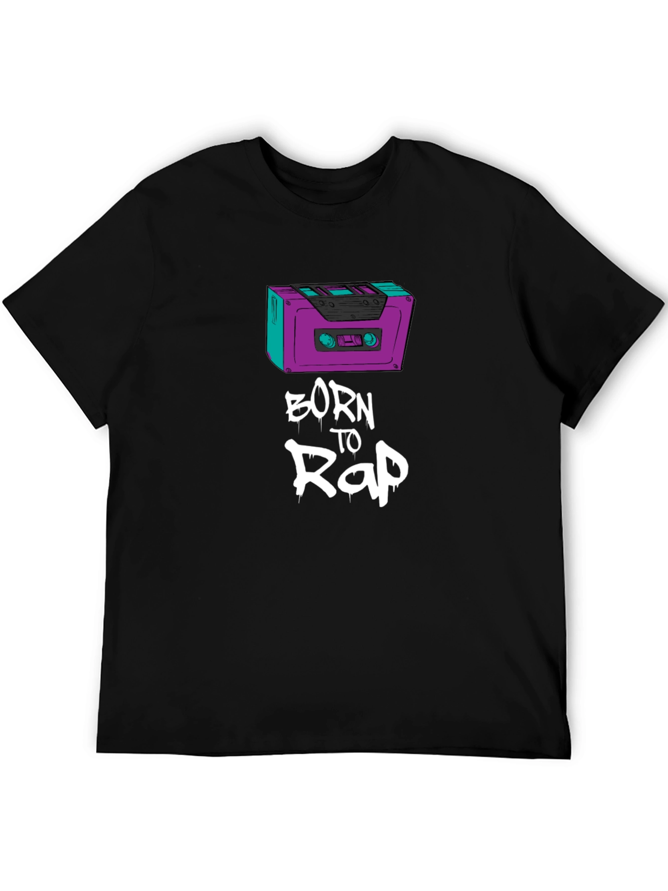Born to Rap Black T-Shirt - Cassette Design