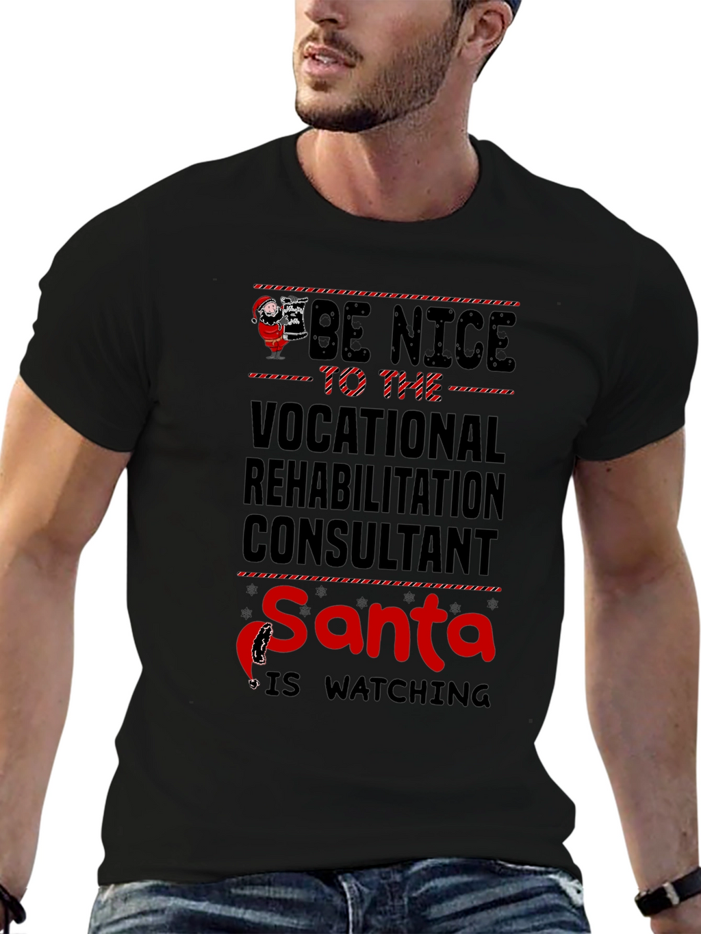 Vocational Rehab Consultant Santa Watching T-Shirt