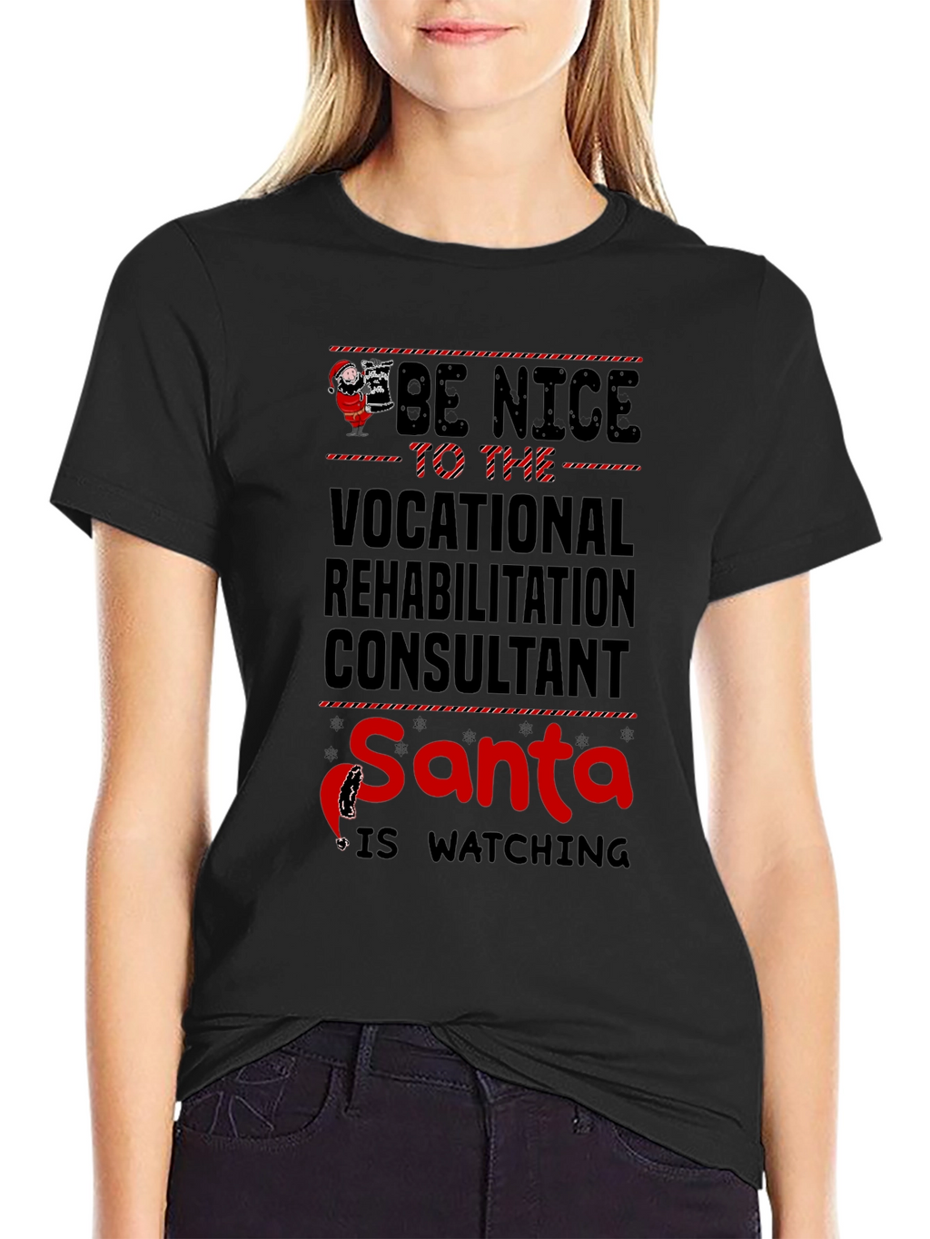 Vocational Rehab Consultant Santa Watching T-Shirt