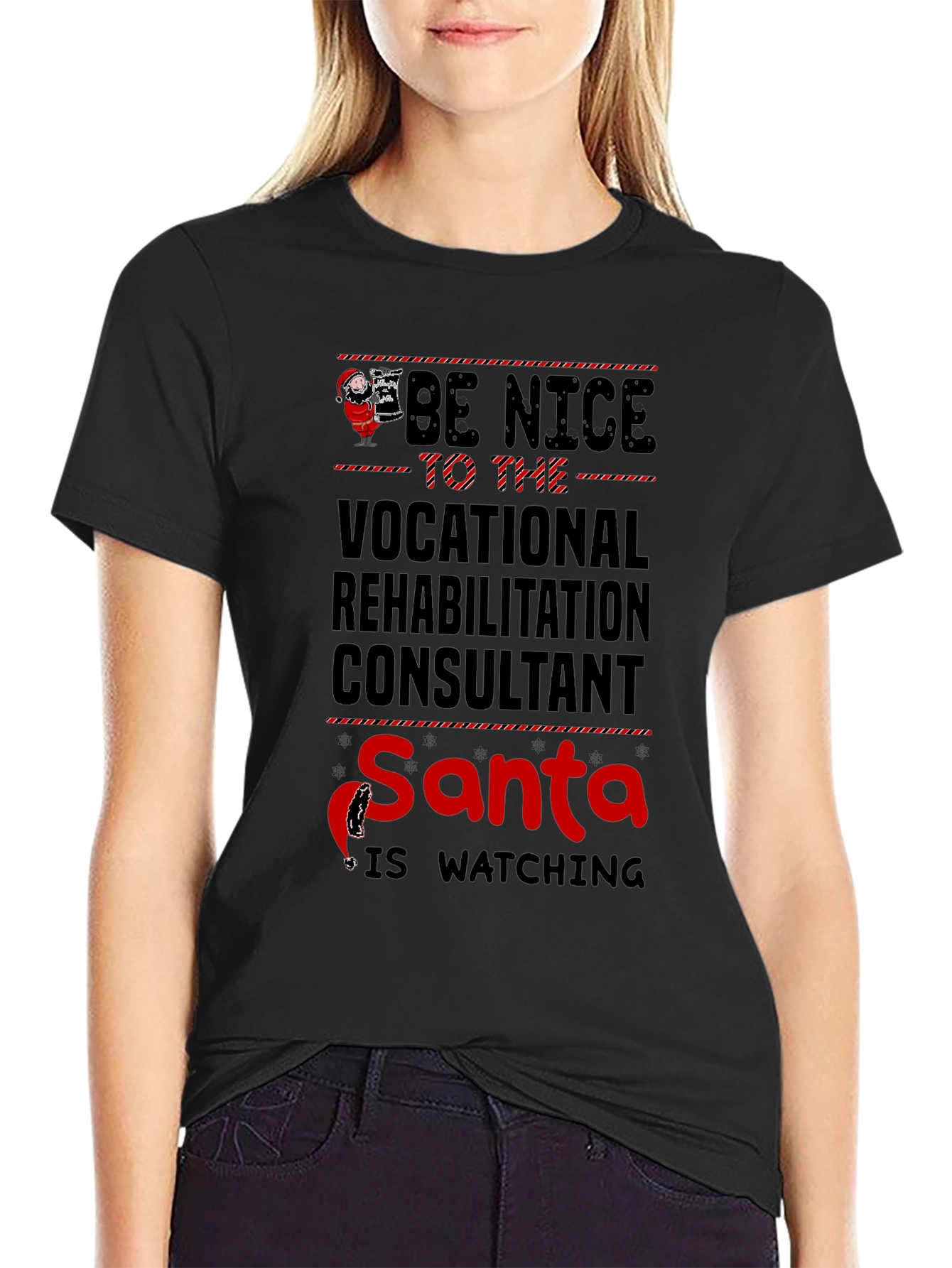 Vocational Rehab Consultant Santa Watching T-Shirt