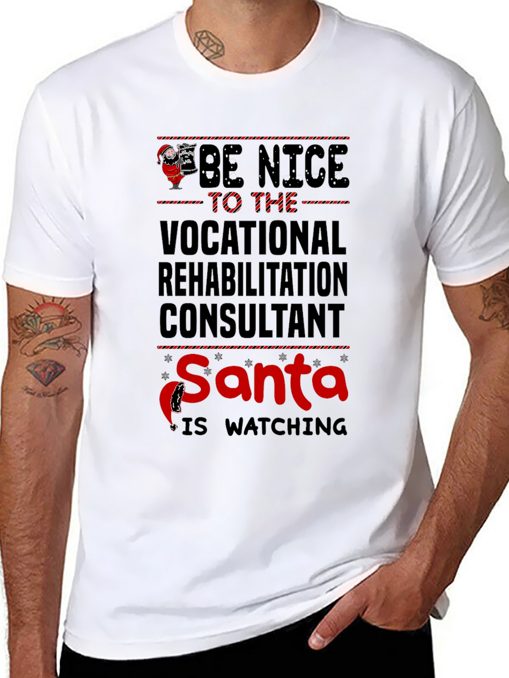 Vocational Rehab Consultant Santa Watching T-Shirt