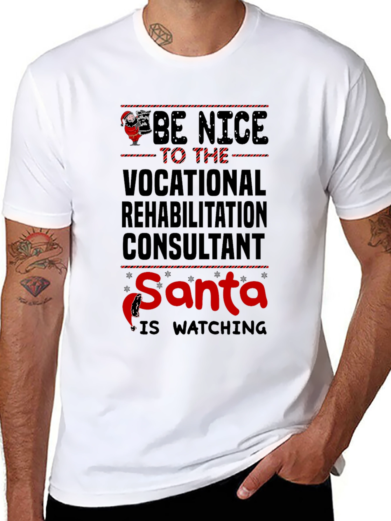 Vocational Rehab Consultant Santa Watching T-Shirt