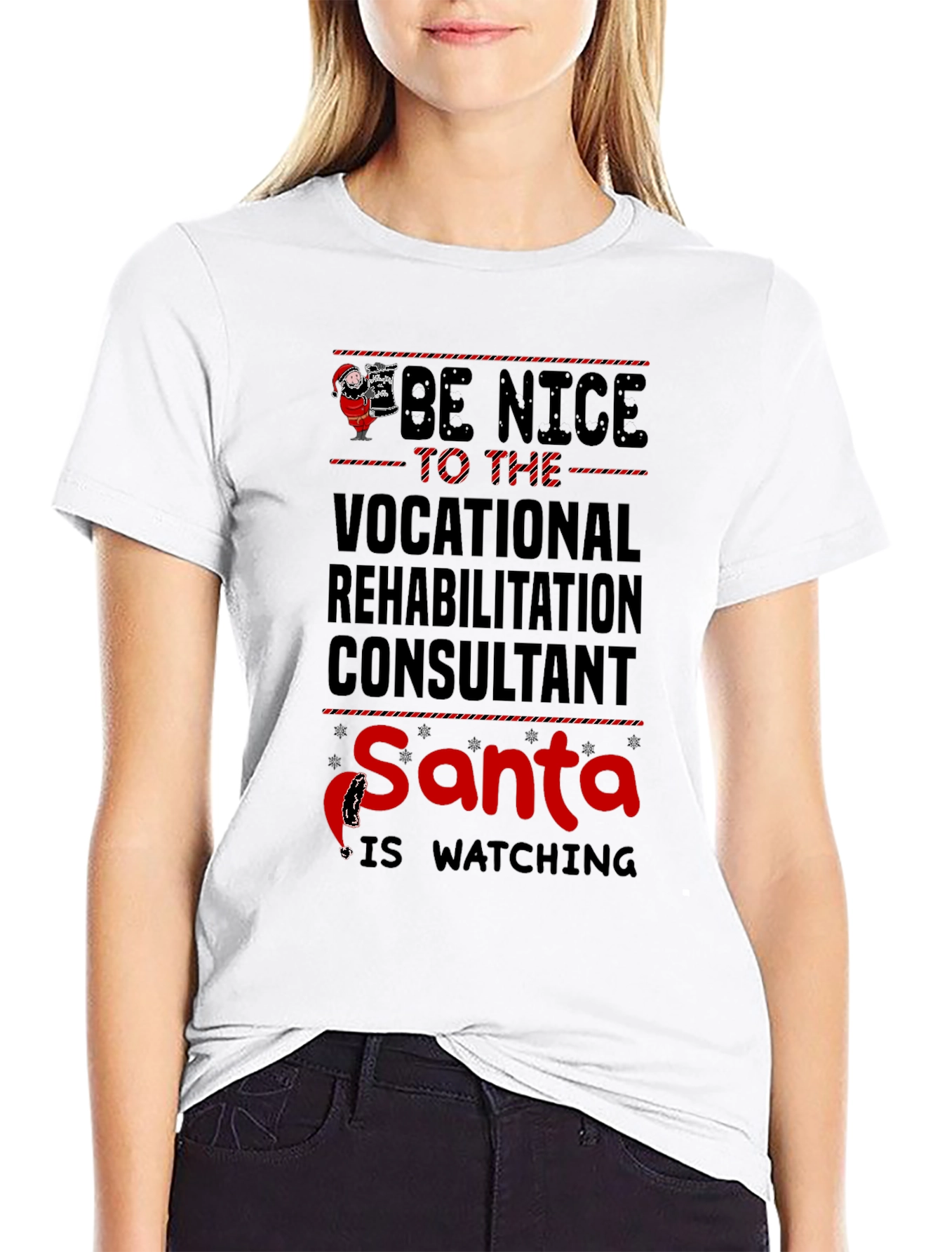 Vocational Rehab Consultant Santa Watching T-Shirt