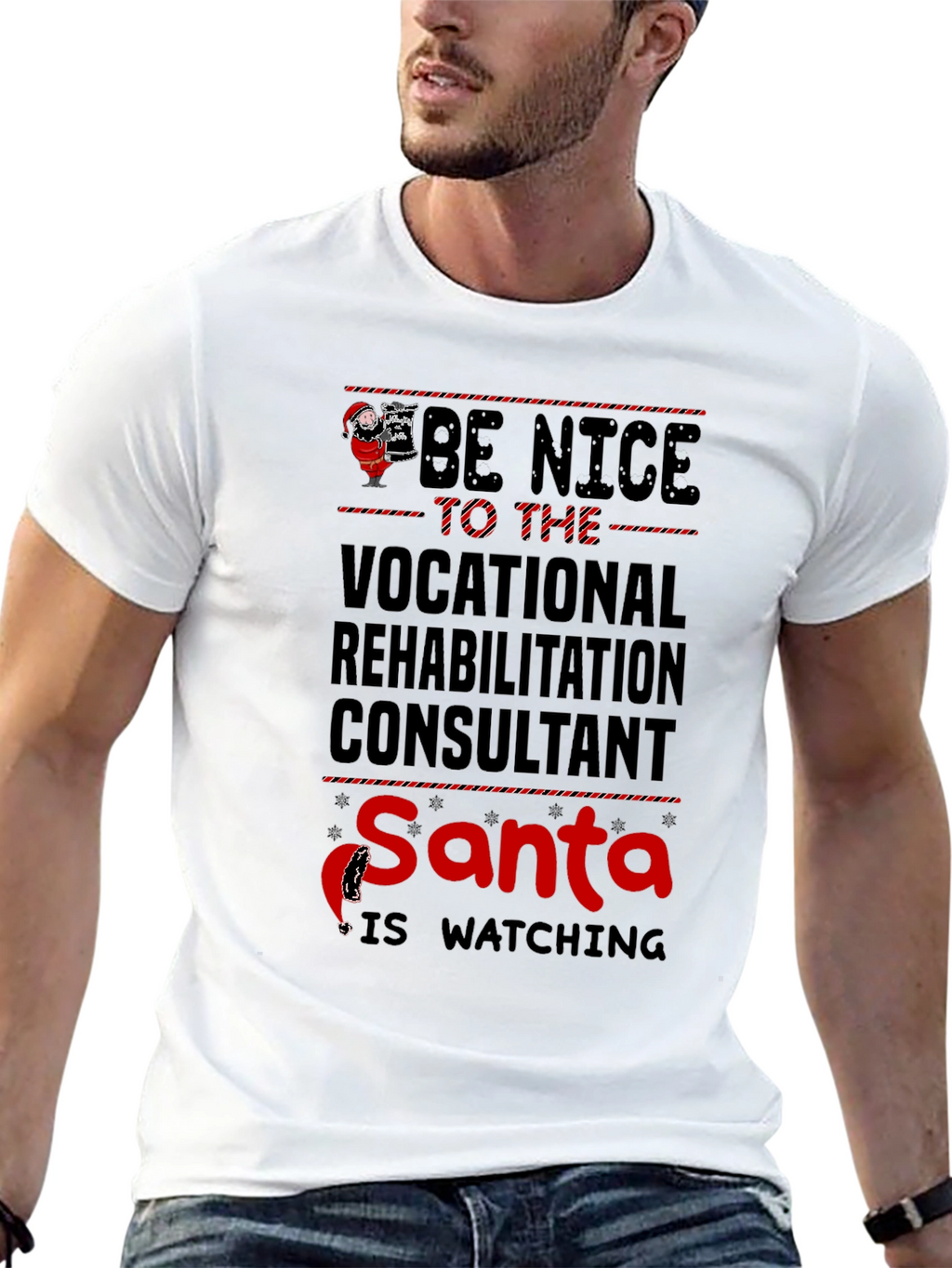 Vocational Rehab Consultant Santa Watching T-Shirt