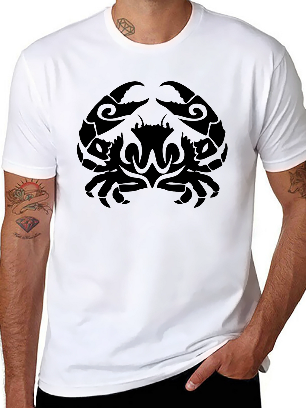 Tribal Crab Graphic Black T-Shirt