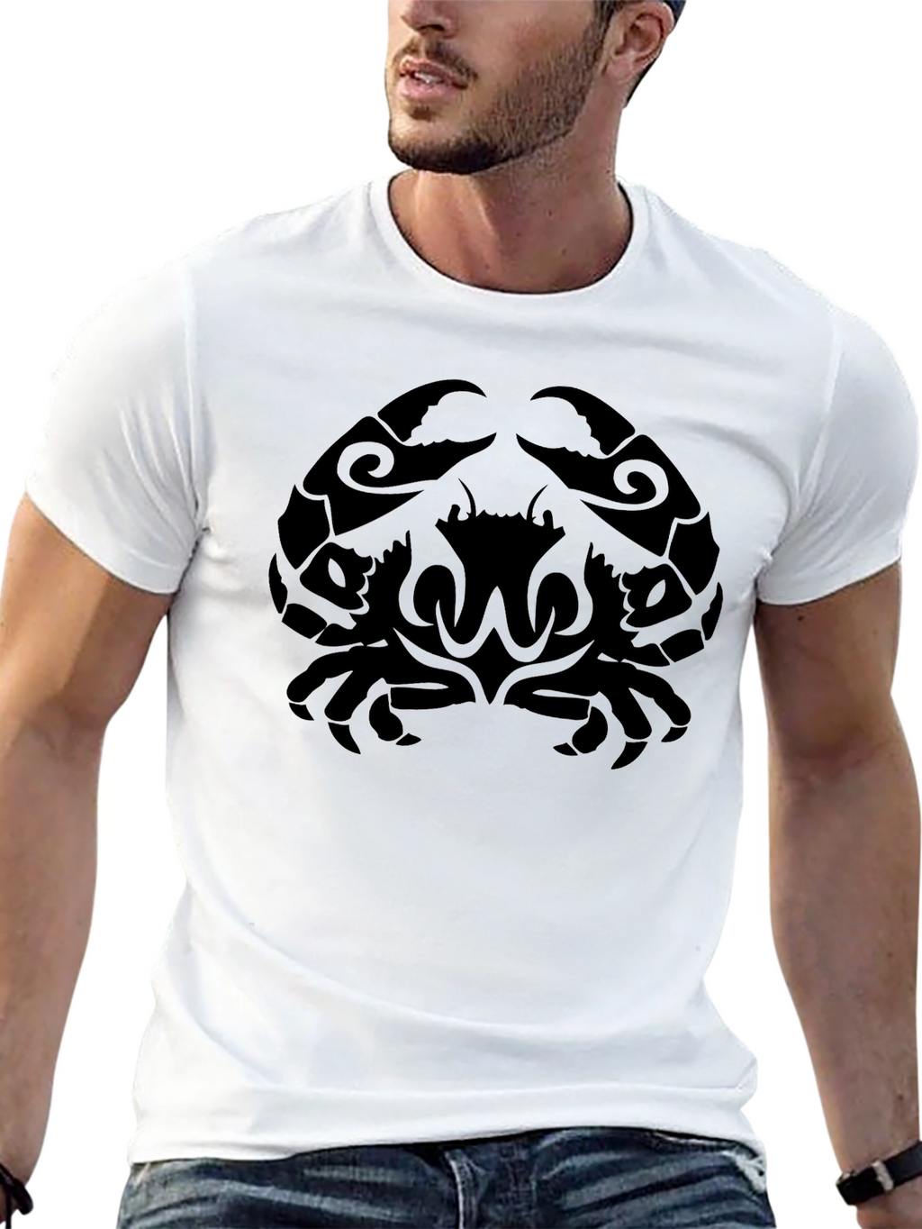 Tribal Crab Graphic Black T-Shirt