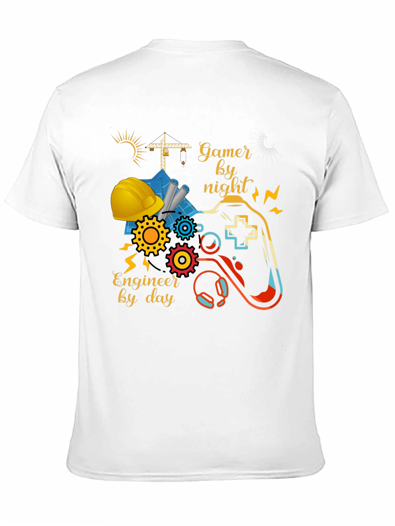 Gamer by Night Engineer by Day Graphic Tee