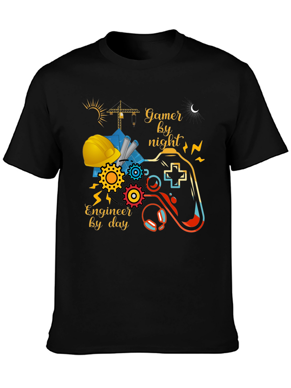 Gamer by Night Engineer by Day Graphic Tee