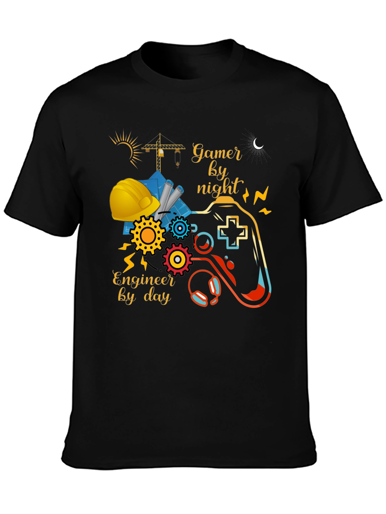 Gamer by Night Engineer by Day Graphic Tee