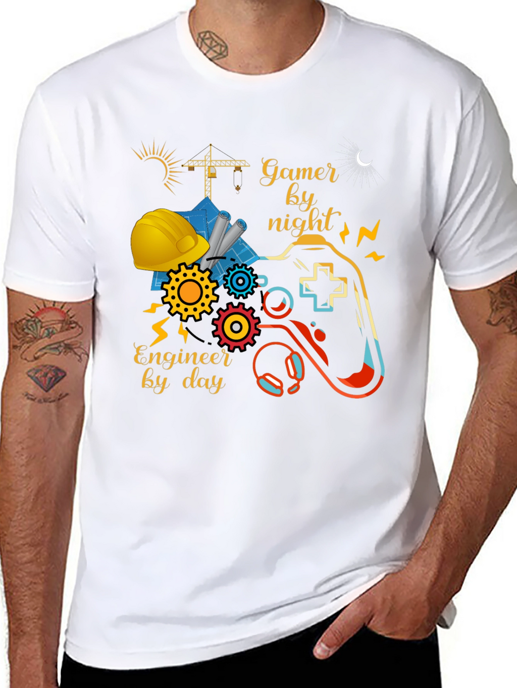 Gamer by Night Engineer by Day Graphic Tee