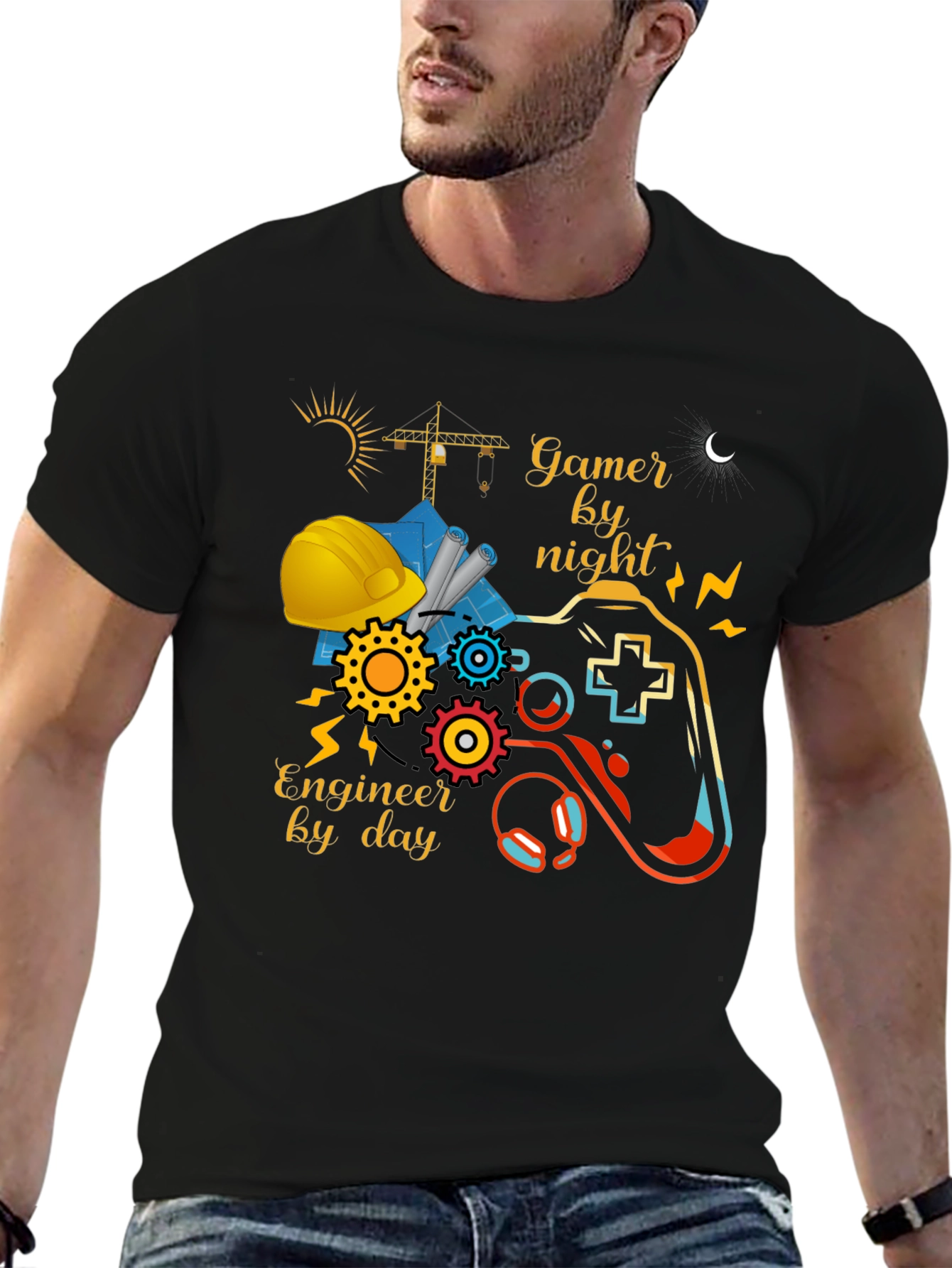 Gamer by Night Engineer by Day Graphic Tee