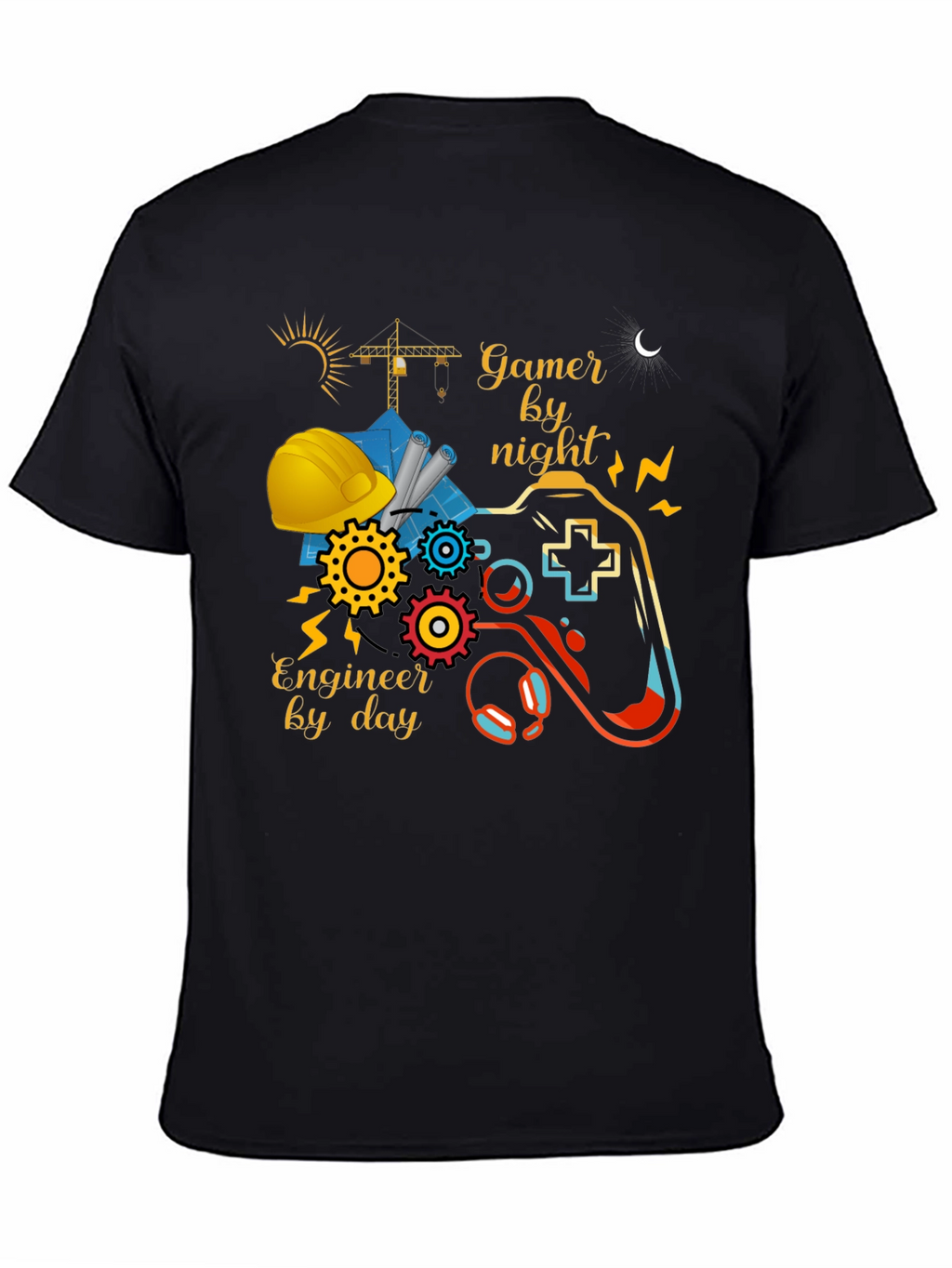 Gamer by Night Engineer by Day Graphic Tee