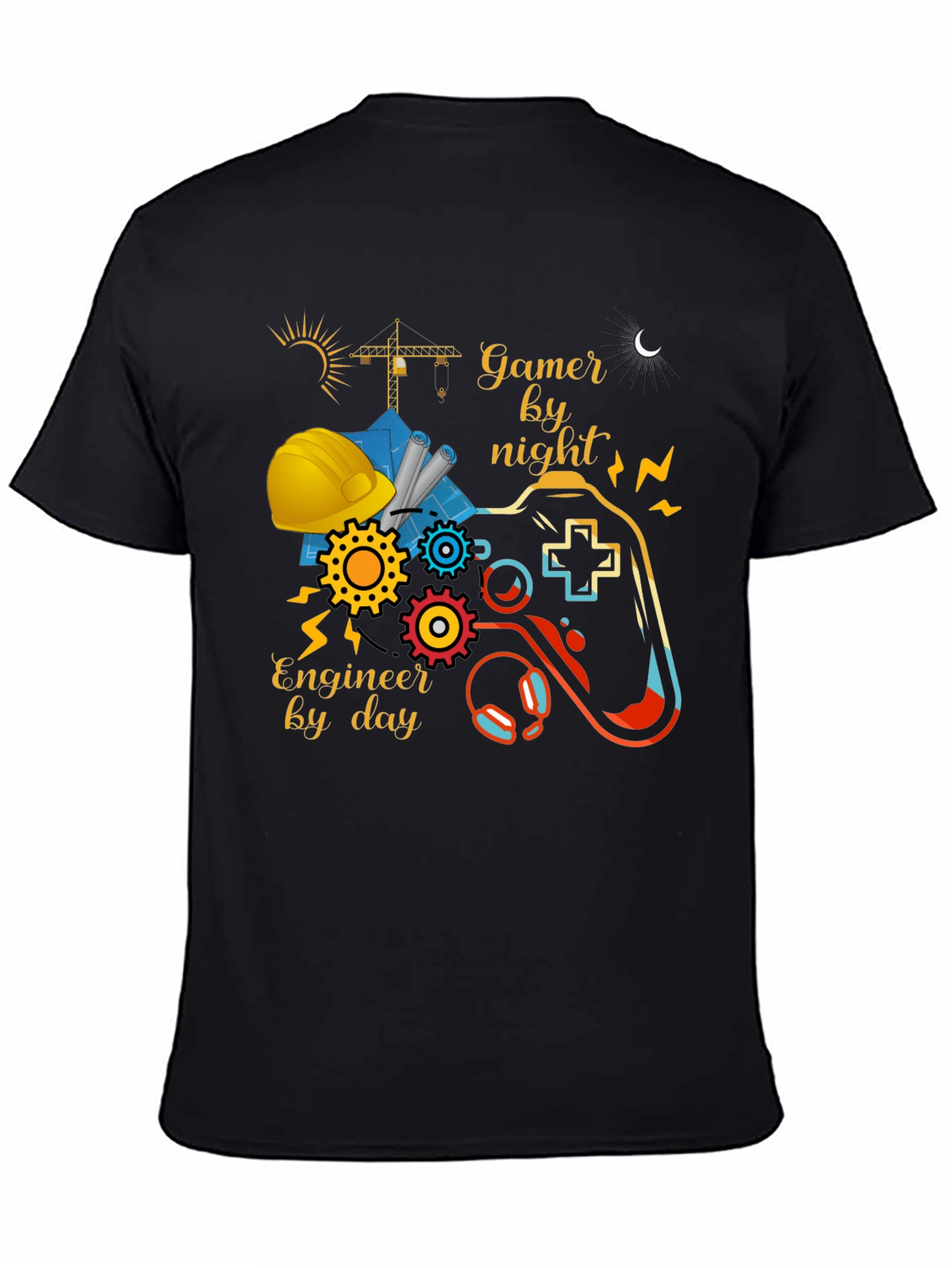 Gamer by Night Engineer by Day Graphic Tee