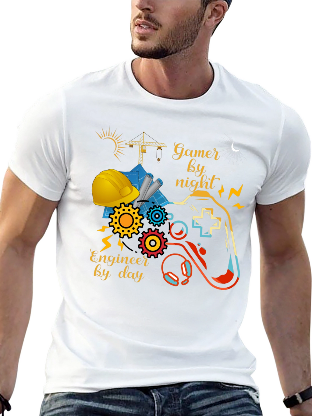 Gamer by Night Engineer by Day Graphic Tee