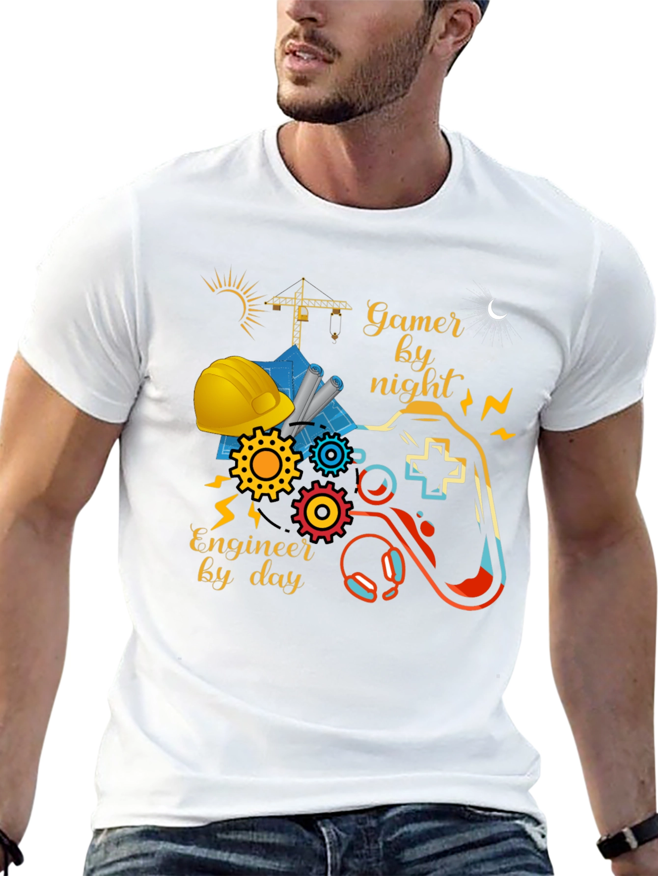 Gamer by Night Engineer by Day Graphic Tee