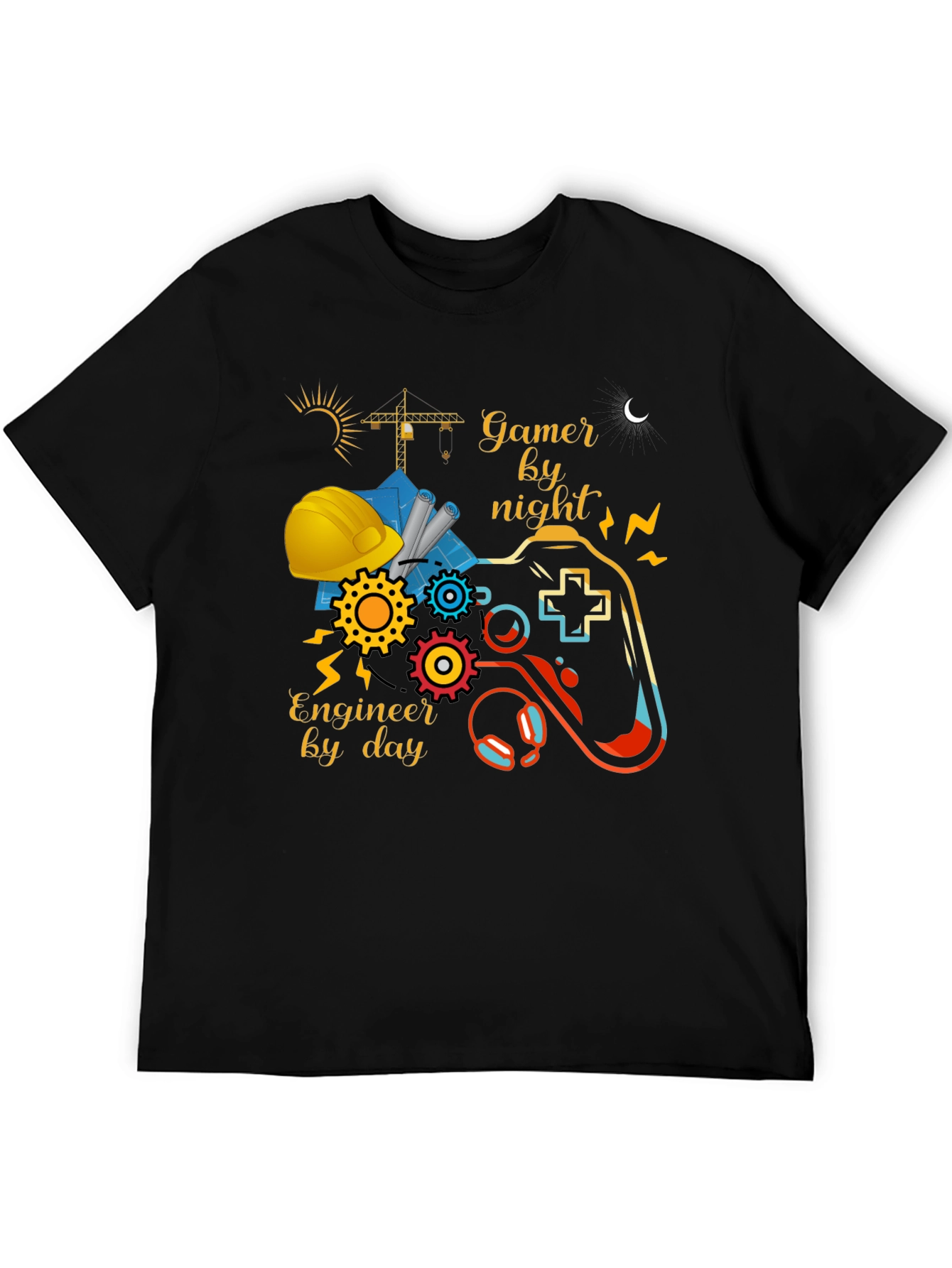 Gamer by Night Engineer by Day Graphic Tee