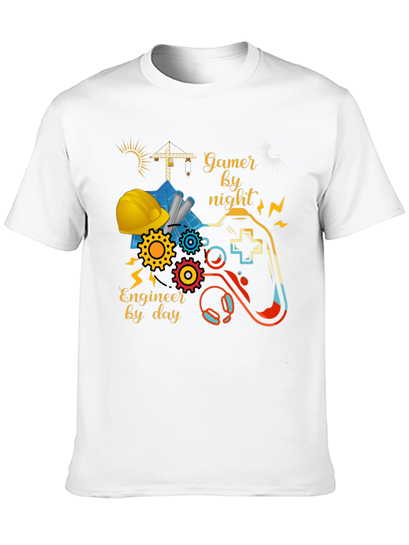 Gamer by Night Engineer by Day Graphic Tee