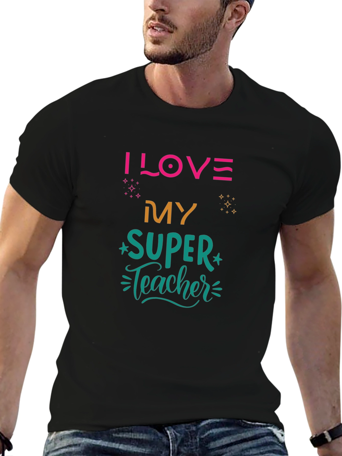 I LOVE My SUPER Teacher Black T-Shirt
