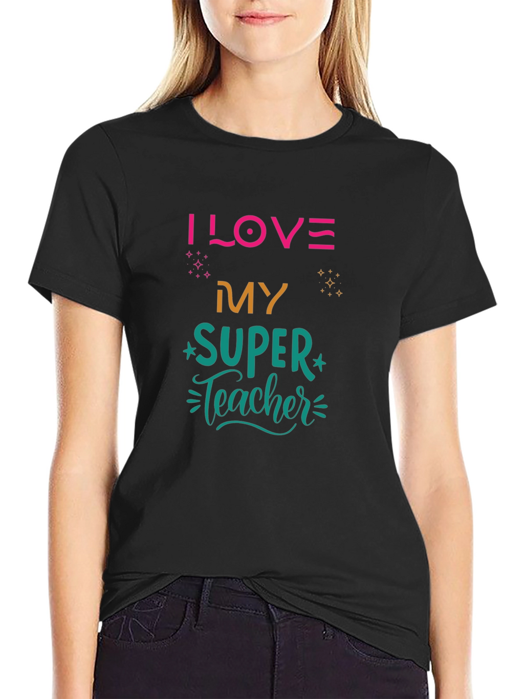 I LOVE My SUPER Teacher Black T-Shirt