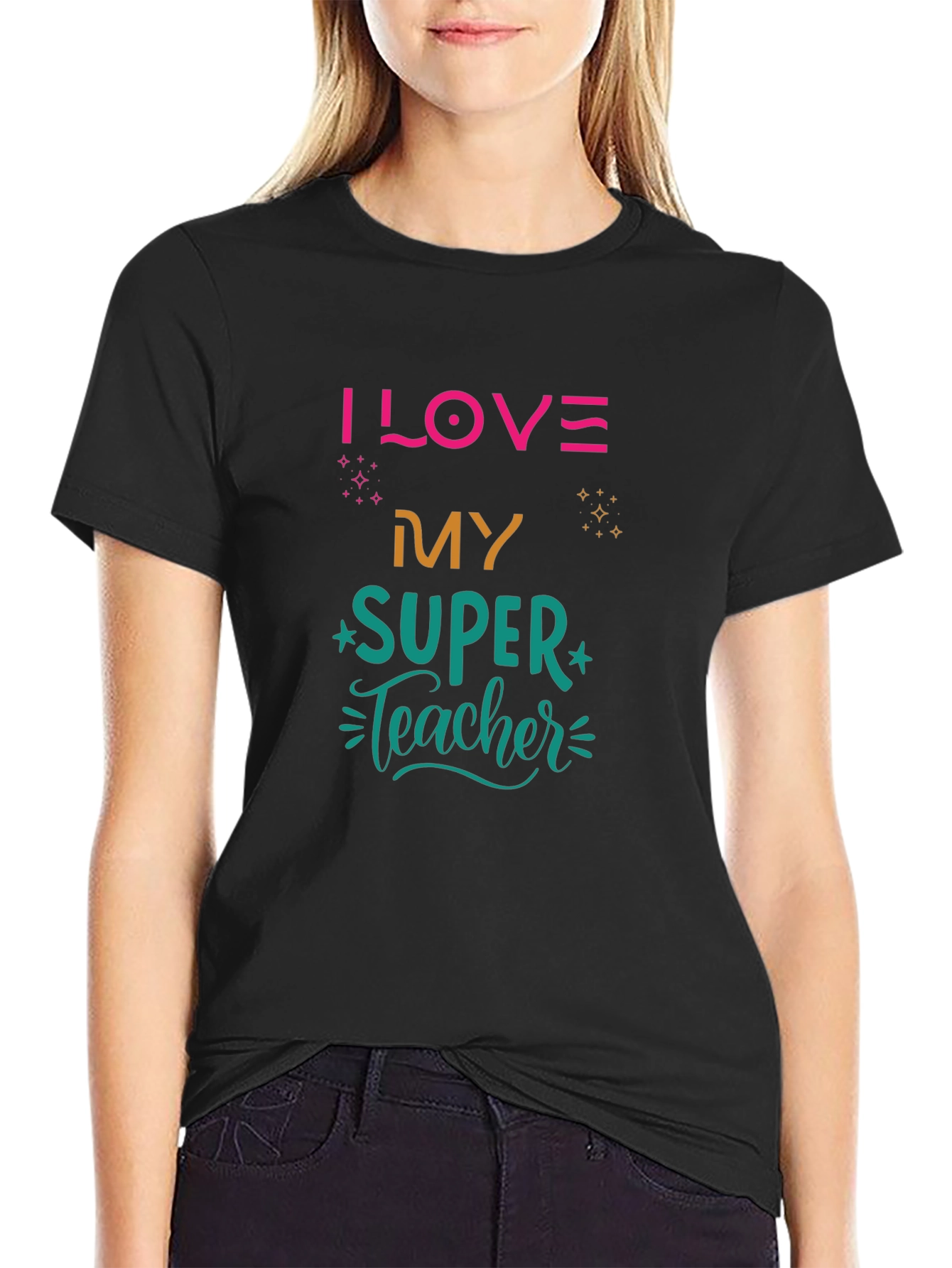 I LOVE My SUPER Teacher Black T-Shirt