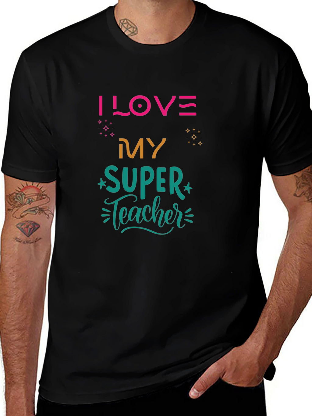 I LOVE My SUPER Teacher Black T-Shirt