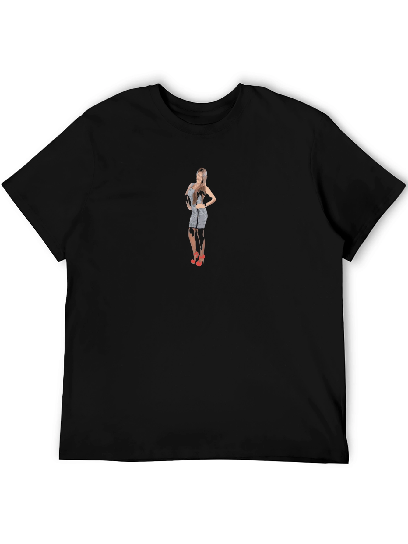 Graphic Tee with Figure Print - Casual Black T-Shirt